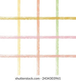 Vector hand drawn brush crayon checkered pattern. Doodle Plaid geometrical dry chalk texture. Crossing lines. Abstract cute delicate pattern ideal for fabric, textile, wallpaper.