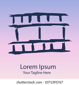 Vector Hand Drawn Brush of Filmstrip Cinema Video on Gradient Color Background Violet and Pink. Flat, Icon, Sign, Logo, Symbol, Object, Graphic Design, Element, Illustration for Print.