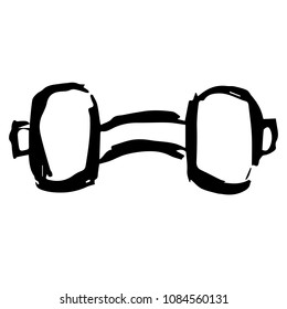 Vector Hand Drawn Brush of Fitness Weights Dumbbell. Flat, Icon, Sign, Logo, Symbol, Object, Graphic Design, Element, Background, Illustration for Print.