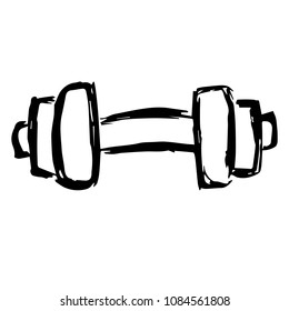 Vector Hand Drawn Brush of Fitness Weights Dumbbell. Flat, Icon, Sign, Logo, Symbol, Object, Graphic Design, Element, Background, Illustration for Print.