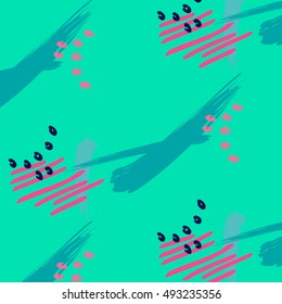 Vector hand drawn brush hipster pattern. Stylish decoration geometric strokes fantasy print. Modern abstract art