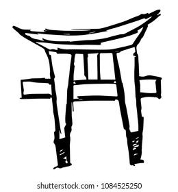 Vector Hand Drawn Brush of Japan Landmark Tourist Spot. Flat, Icon, Sign, Logo, Symbol, Object, Graphic Design, Element, Background, Illustration for Print.
