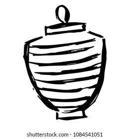 Vector Hand Drawn Brush of Japan Lantern. Flat, Icon, Sign, Logo, Symbol, Object, Graphic Design, Element, Background, Illustration for Print.