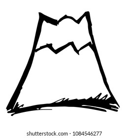 Vector Hand Drawn Brush of Japan Mountain. Flat, Icon, Sign, Logo, Symbol, Object, Graphic Design, Element, Background, Illustration for Print.