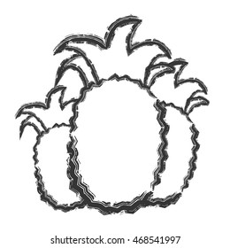Vector hand drawn brush line chalk black three pineapple  on white background