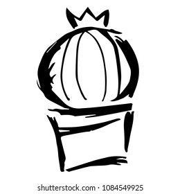 Vector Hand Drawn Brush of Mexican Cactus Cacti Succulent Nature Plant. Flat, Icon, Sign, Logo, Symbol, Object, Graphic Design, Element, Background, Illustration for Print.