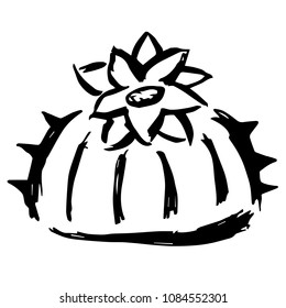 Vector Hand Drawn Brush of Mexican Cactus Cacti Succulent Nature Plant. Flat, Icon, Sign, Logo, Symbol, Object, Graphic Design, Element, Background, Illustration for Print.