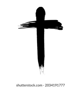 Cruz cristiana cepillado de mano del vector