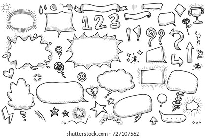Vector Hand drawn Bubble speech set 