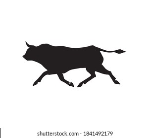 Vector hand drawn bull silhouette isolated on white background
