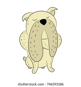 Vector hand drawn bulldog. The symbol of the New Year 2018. Can be used for logos, banners, postcards, wallpapers, websites.