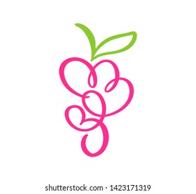 Vector hand drawn Bunch of grapes outline doodle icon fruit. Bunch of grapes sketch illustration for logo, print, web, mobile and infographics isolated on white background