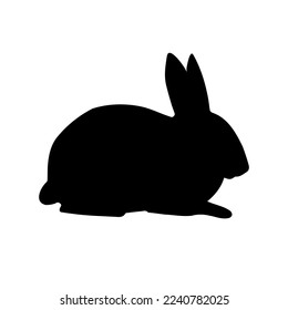 Vector hand drawn bunny rabbit silhouette isolated on white background