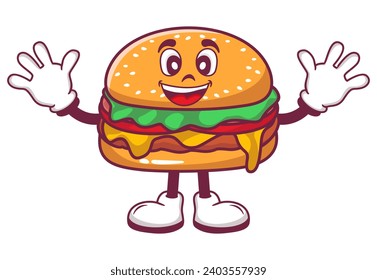 Vector hand drawn burger cartoon illustration