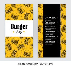 Vector hand drawn burger menu. Vintage hand drawn illustration for your business. Great for fast food menu, flyer, brochure, our business promote.