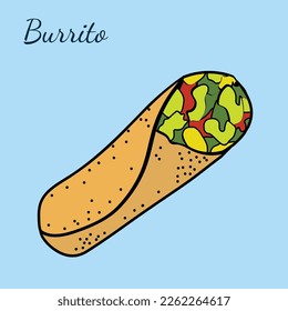 Vector Hand drawn Burrito icon flat illustration