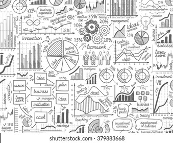 Vector Hand Drawn Business Infographics Sketch Or Set Chart, Graph, Diagram Doodle