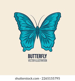 Vector Mano Dibujó Icono Mariposa Cerrado Aislado en Fondo Blanco. Plantilla de diseño de mariposa, Ilustración vintage de mariposa con contorno para logotipo, diseño de tatuajes