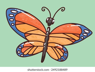 vector hand drawn butterfly on green back ground