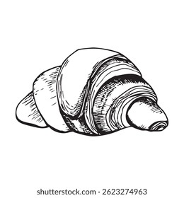 Vector hand drawn buttery crispy croissant