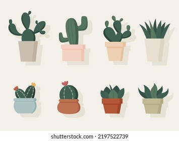 Vector hand drawn cactus in a pot