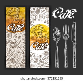 vector hand drawn cafe sketch and restaurant doodle