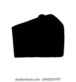 Vector hand drawn cake piece silhouette isolated on white background