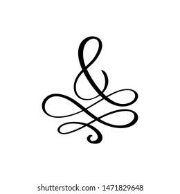 Vector Hand Drawn calligraphic floral number 8 monogram or logo. Hand Lettering numeral Eight with swirls and curl. Wedding Floral Design