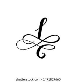Vector Hand Drawn calligraphic floral number 1 monogram or logo. Hand Lettering numeral One with swirls and curl. Wedding Floral Design