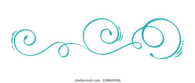 Vector Hand Drawn Calligraphic Spring Flourish Design Elements. Floral light style decor for web, wedding and print. Isolated on white background Calligraphy and lettering illustration.