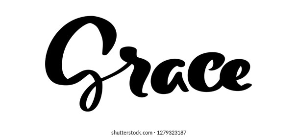 Vector hand drawn calligraphy lettering text Grace. Elegant modern handwritten quote. Ink illustration. Typography poster on white background. For cards, invitations, prints.