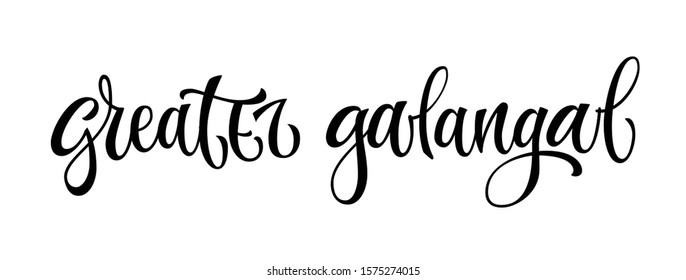 Vector hand drawn calligraphy style lettering word - greater galangal. Labels, shop design, cafe decore etc Isolated script spice text logo. Vector lettering design element.