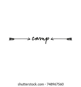 Vector hand drawn camp label. Poster, postcard, sticker, print, element for design and other.