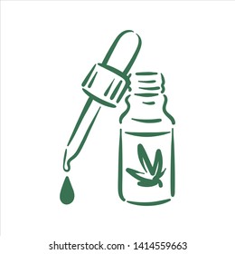 Vector hand drawn cannabis drops illustration on white background