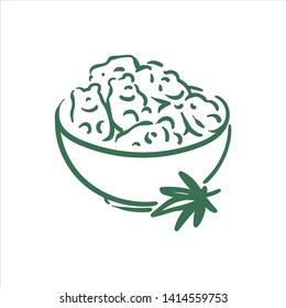Vector hand drawn cannabis soft candies gummies illustration on white background