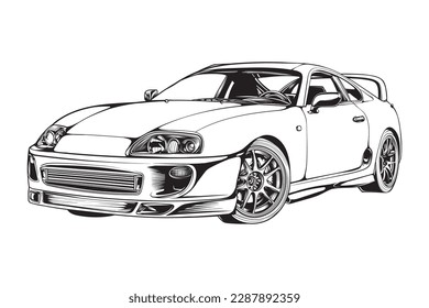 vector hand drawn car line art illustration