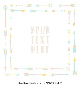 Vector hand drawn card template with native arrows