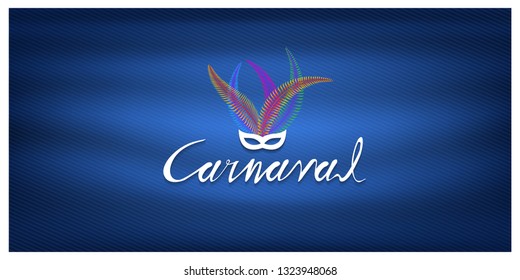 Vector Hand drawn Carnaval Lettering, Popular Event in Brazil, English translation; carnival