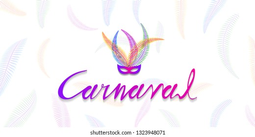 Vector Hand drawn Carnaval Lettering, Popular Event in Brazil, English translation; carnival