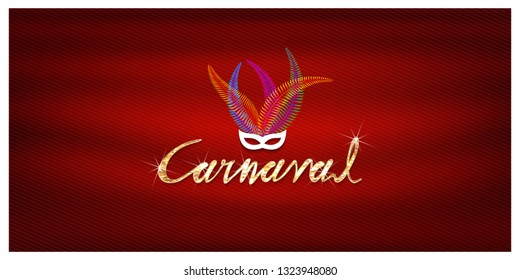 Vector Hand drawn Carnaval Lettering, Popular Event in Brazil, English translation; carnival