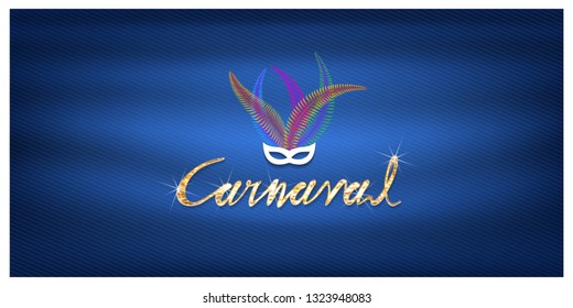 Vector Hand drawn Carnaval Lettering, Popular Event in Brazil, English translation; carnival