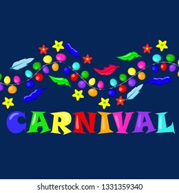 Vector Hand drawn Carnaval Lettering. Party, masquerade banner. poster, card, invitation.