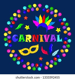 Vector Hand drawn Carnaval Lettering. Party, masquerade banner. poster, card, invitation.