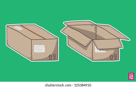 Vector hand drawn carton box / cardboard box isolated illustration.
