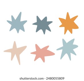 Vector dibujado a mano colección abstracta de dibujos animados de estrellas