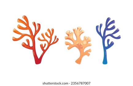 Vector hand drawn cartoon coral illustration, vector sea elements collection.