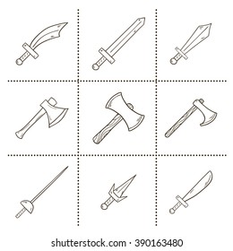 Vector hand drawn cartoon game weapon illustration.