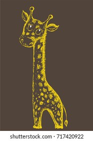 vector hand drawn cartoon giraffe 