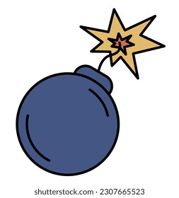 Vector hand drawn cartoon illustration of retro bomb icon
