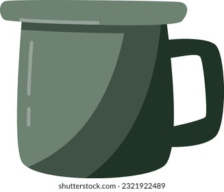 Vector hand drawn cartoon illustration of green mug